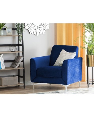 Fauteuil en velours bleu marine