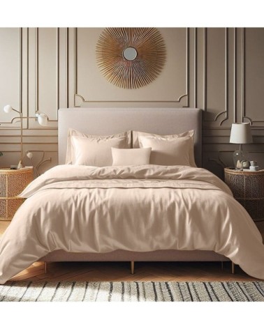 Housse de couette satin de coton rose poudré 240x220