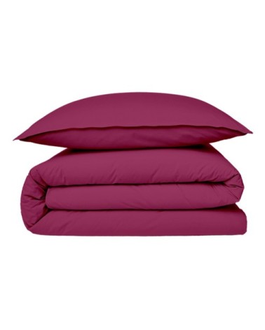 Housse de couette en coton 57 fils unie magenta 240x220cm