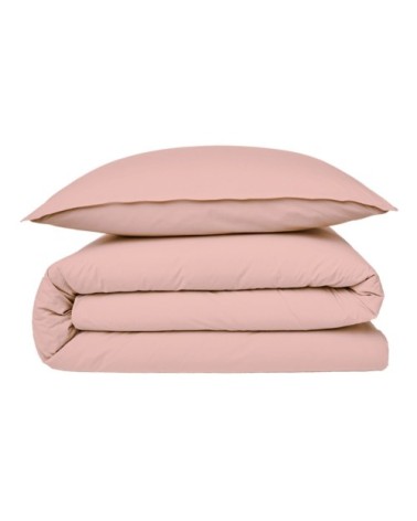 Housse de couette en coton 57 fils unie rose 140x200cm