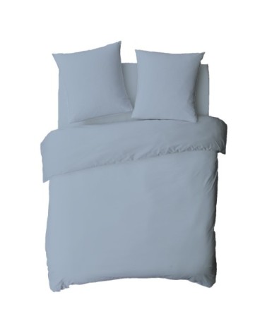 Housse de couette en coton 57 fils unie bleu nuage 140x200cm