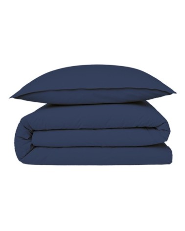 Housse de couette en coton 57 fils unie bleu 260x240cm
