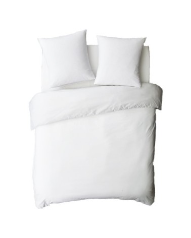 Housse de couette en coton 57 fils unie blanc 140x200cm