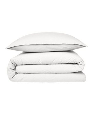 Housse de couette en coton 57 fils unie blanc 140x200cm
