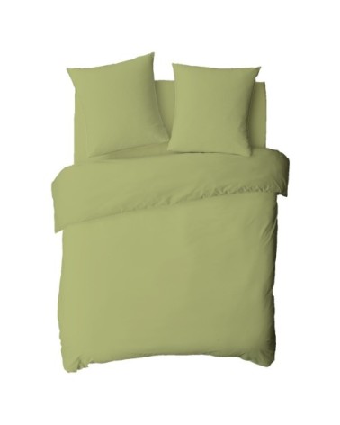 Housse de couette en coton 57 fils unie vert tilleul 260x240cm