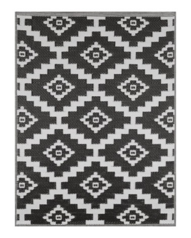 Tapis extérieur noir au motif treillis 150x220