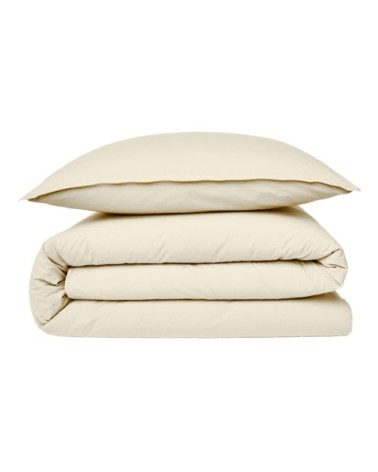 Housse de couette en coton 57 fils unie ivoire beige 140x200cm