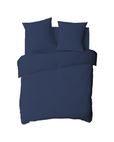 Housse de couette en coton 57 fils unie bleu 140x200cm