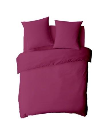 Housse de couette en coton 57 fils unie magenta 200x200cm