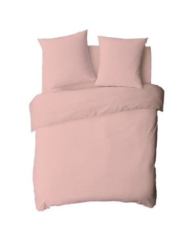 Housse de couette en coton 57 fils unie rose 200x200cm