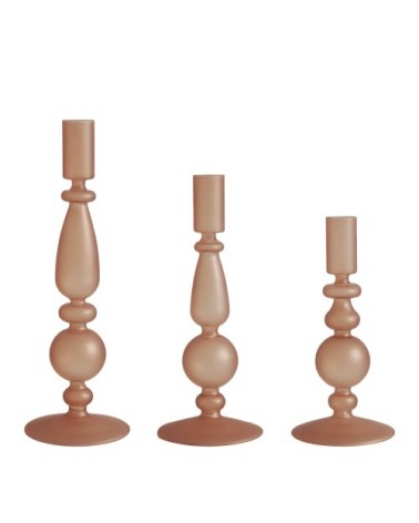 Set de 3 bougeoirs rose givré