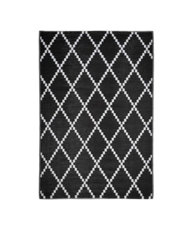 Tapis outdoor tressé recto/verso polypropylène noir 120 x 160 cm