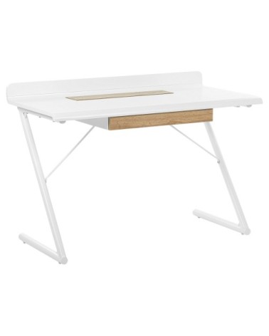 Bureau blanc effet bois clair 120 x 60 cm