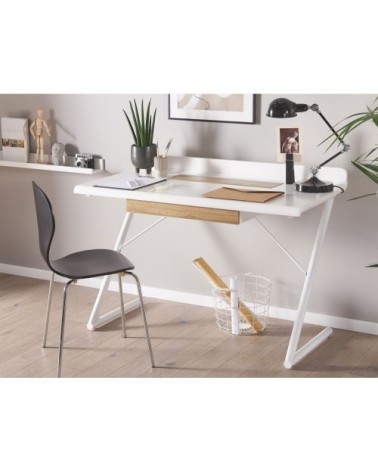 Bureau blanc effet bois clair 120 x 60 cm