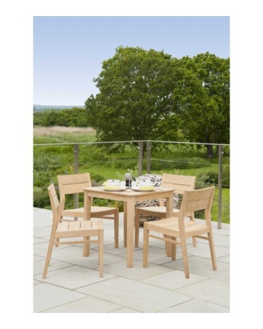 Table carrée repas en bois jaune