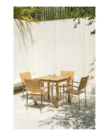 Table carrée repas en bois jaune