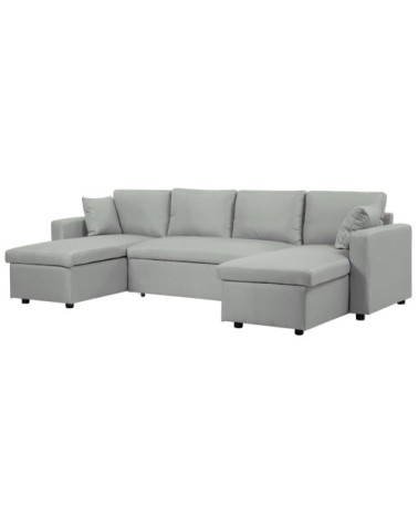 Canapé convertible en tissu gris 5 Personnes