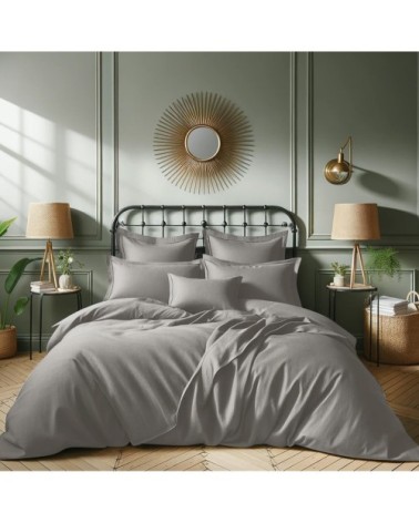Housse de couette satin de coton gris moyen 240x220