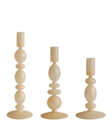 Set de 3 bougeoirs - beige givré
