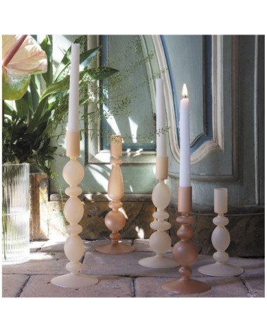 Set de 3 bougeoirs - beige givré
