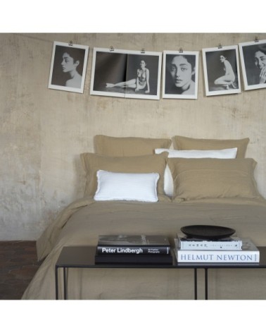 Taie d'oreiller lin lavé mastic 65X65 CM