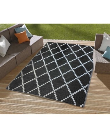 Tapis outdoor tressé recto/verso polypropylène gris 150 x 220 cm