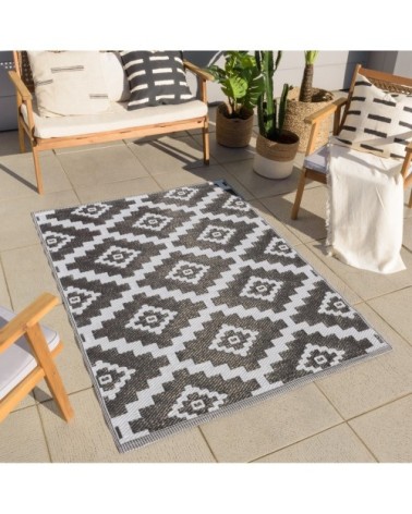 Tapis extérieur noir au motif treillis 180x280