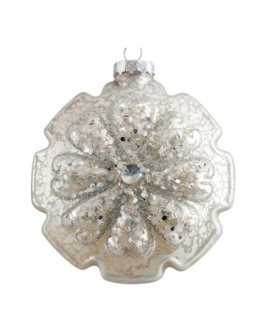 Déco Fleur de Noël en verre mercurisé - Grand modèle