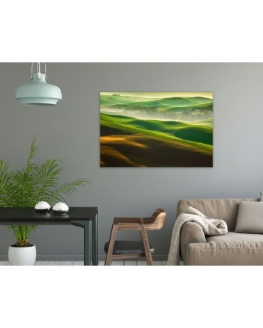 Tableau plexiglas nature collines brumeuses 50x30cm