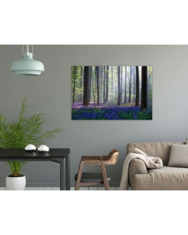 Tableau nature jacinthes et sous-bois toile imprimée 120x80cm