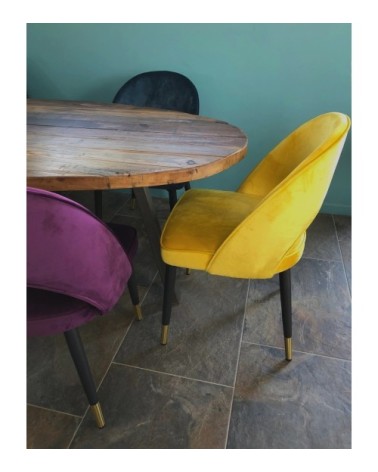 Chaise de salle a manger en velours jaune