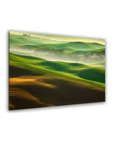 Tableau nature collines brumeuses toile imprimée 120x80cm