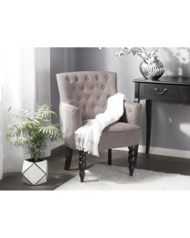 Fauteuil tapissé en tissu beige taupe