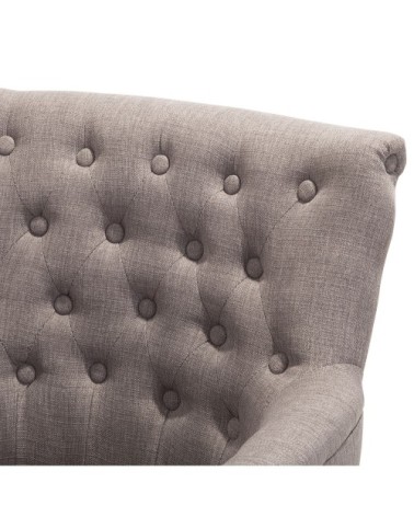 Fauteuil tapissé en tissu beige taupe