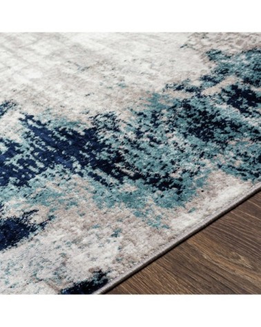 Tapis Abstrait Moderne - Bleu, Blanc et Gris - 160x220cm