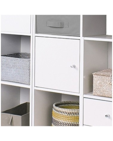 Porte pour meuble à cases bouton de porte inox - Blanc