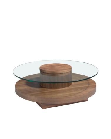 Table basse en verre et noyer