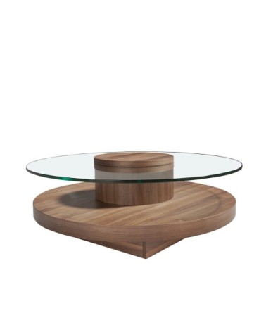 Table basse en verre et noyer