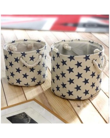 Lot de 2 paniers en toile motif constellation - Blanc