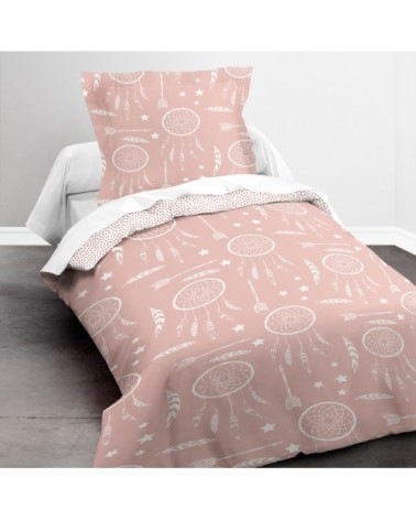 Parure de lit coton 1 personne imprimé graphique HAPPY
