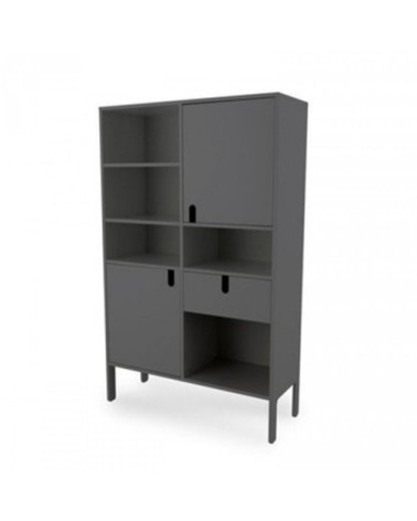 Grande étagère design nombreux rangements gris