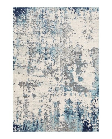 Tapis Abstrait Moderne - Bleu, Gris et Blanc - 200x275cm