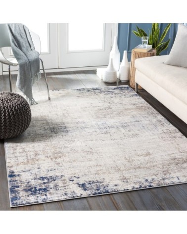 Tapis Abstrait Moderne - Ivoire, Gris et Bleu - 160x215cm