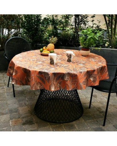 Nappe enduite ovale 160 x 200 cm marron