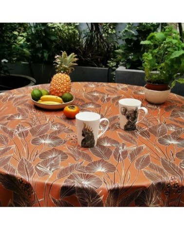 Nappe enduite ovale 160 x 200 cm marron