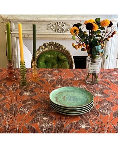 Nappe enduite ovale 160 x 200 cm marron