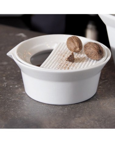 Râpe manuelle à condiment porcelaine blanc