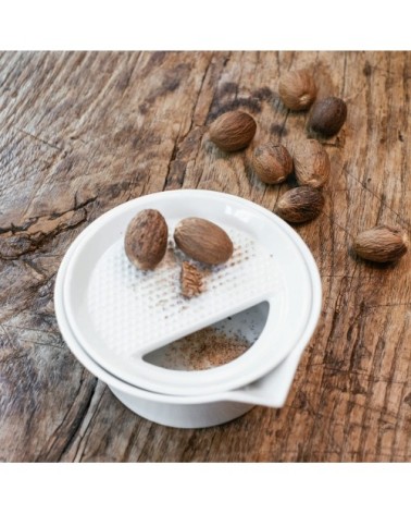 Râpe manuelle à condiment porcelaine blanc