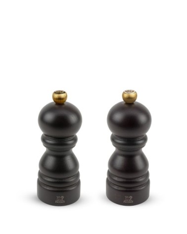 Duo de moulins à poivre et à sel en bois chocolat 12cm