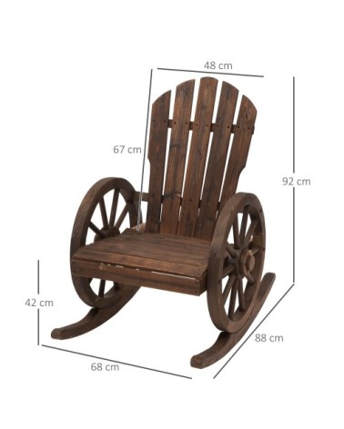 Fauteuil de jardin à bascule rustique chic sapin traité carbonisation